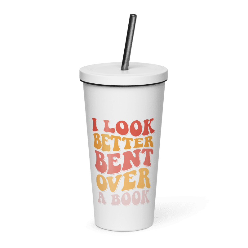 bent over a book tumbler (white)