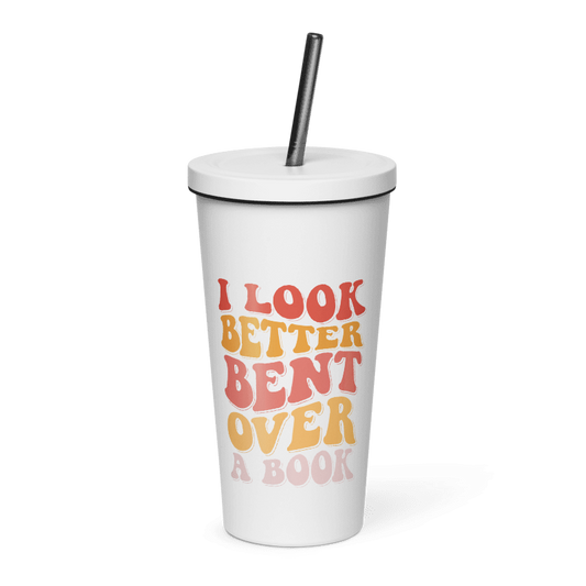 bent over a book tumbler (white)