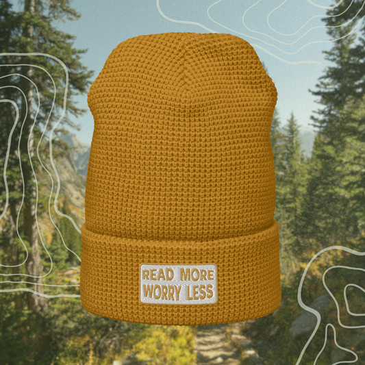 read more worry less waffle beanie