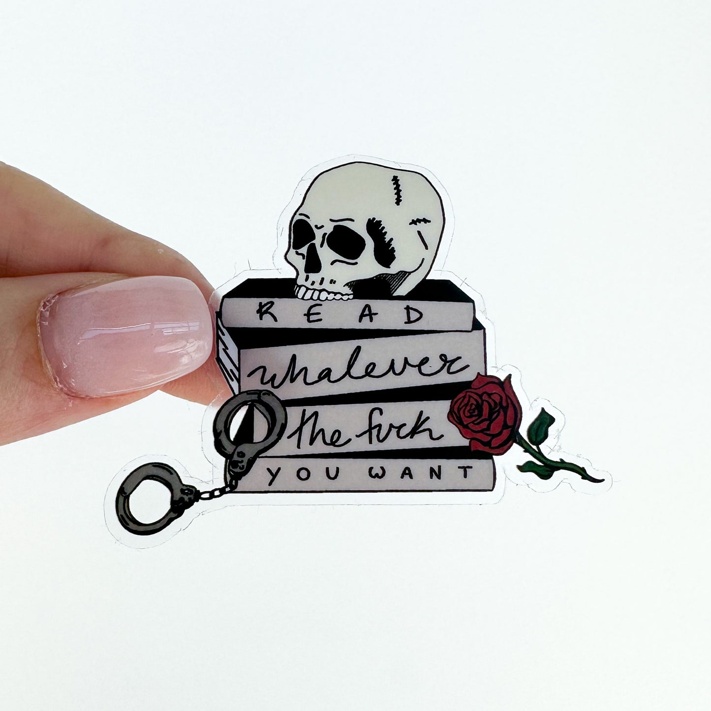 read whatever the fuck you want skull sticker