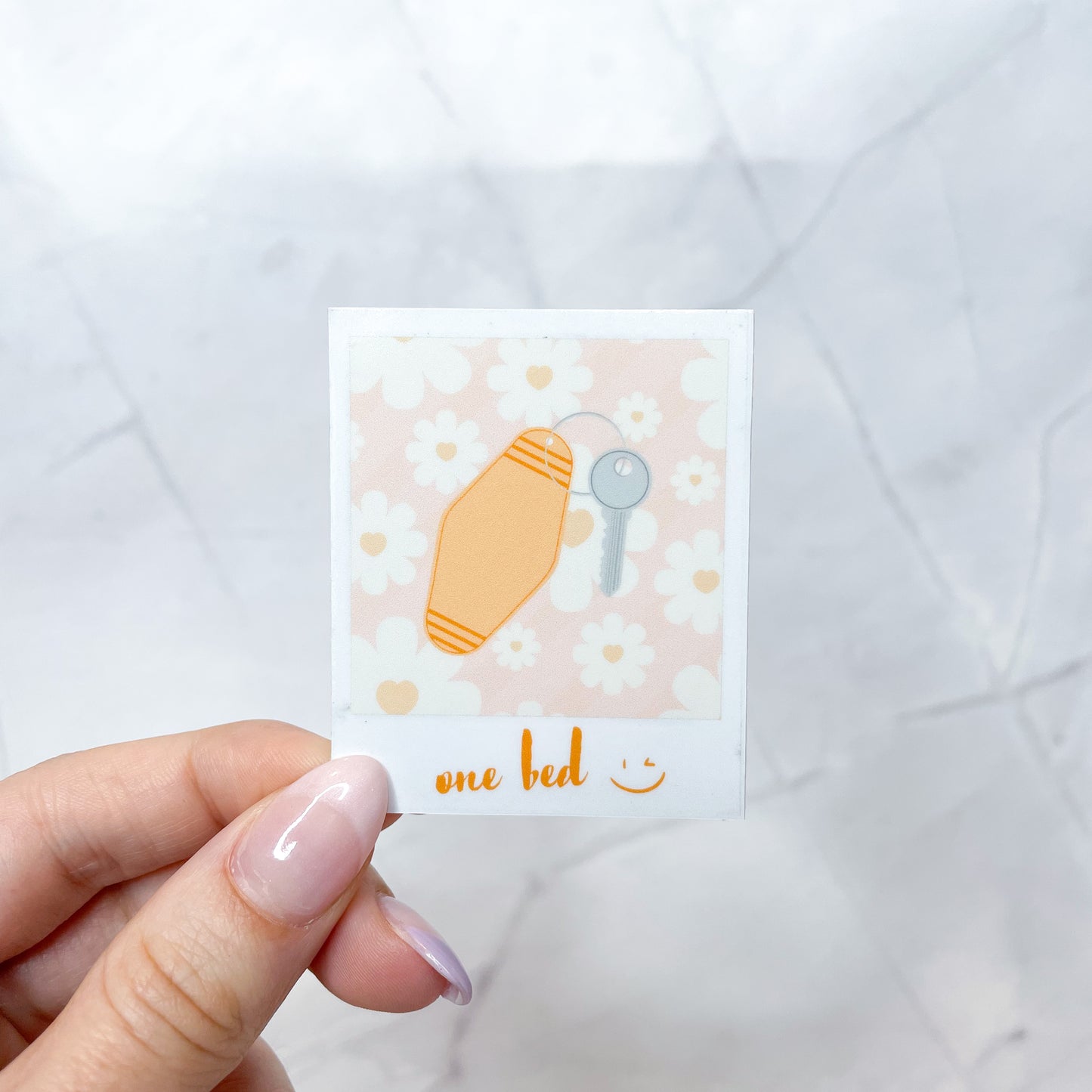 one bed polaroid sticker
