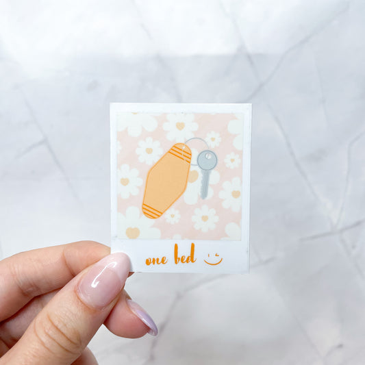 one bed polaroid sticker