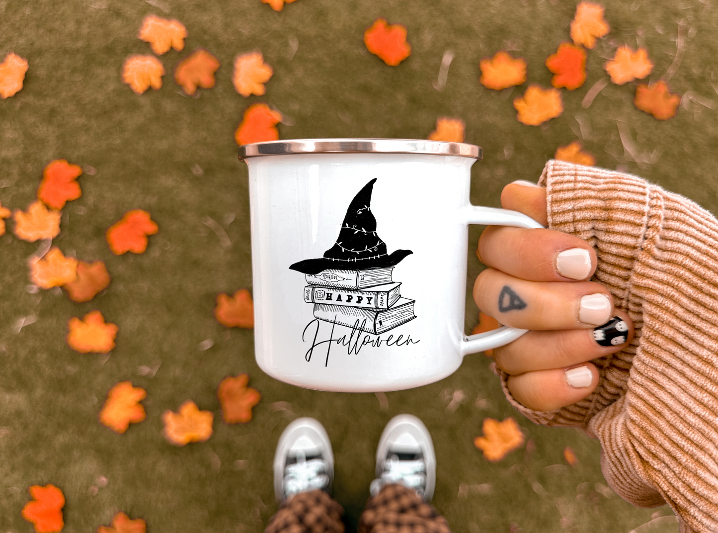 happy halloween enamel mug