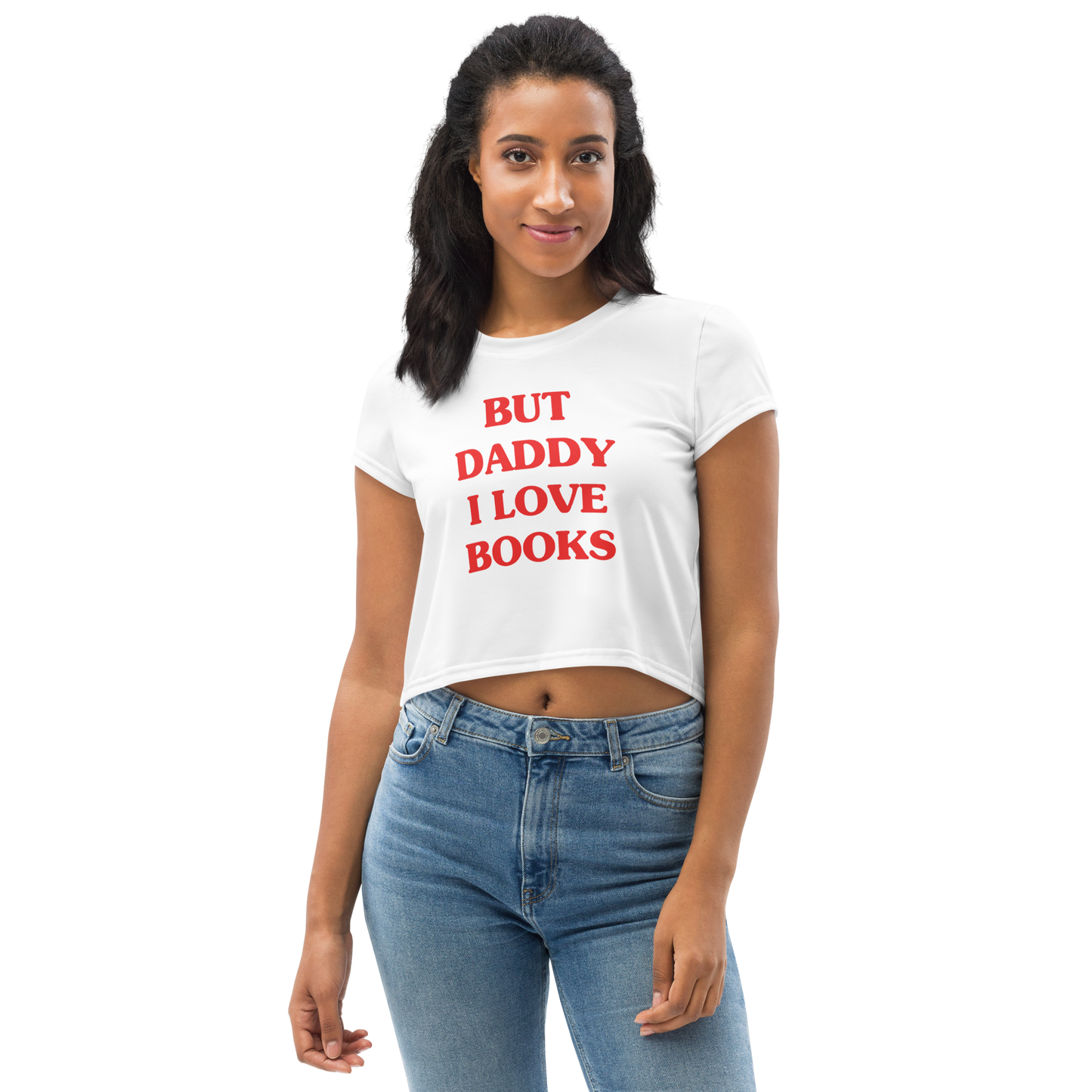 but daddy i love books crop tee