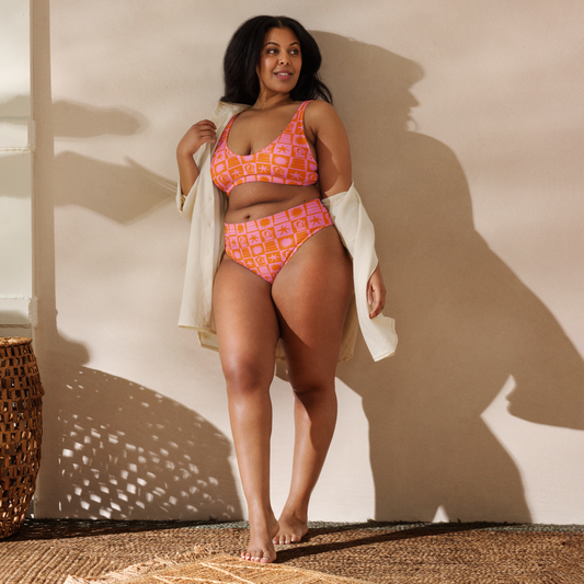 bookish summer sun (pink) high-waisted bikini
