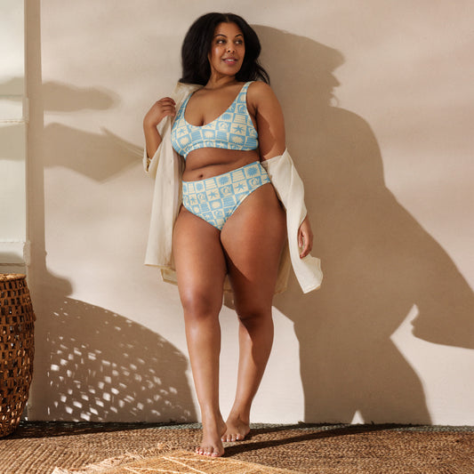 bookish summer sun (blue) high-waisted bikini