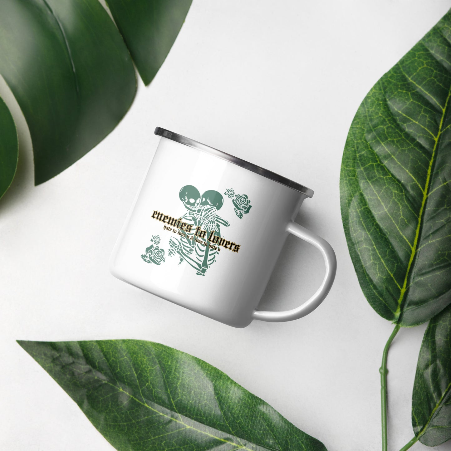 enemies to lovers enamel mug
