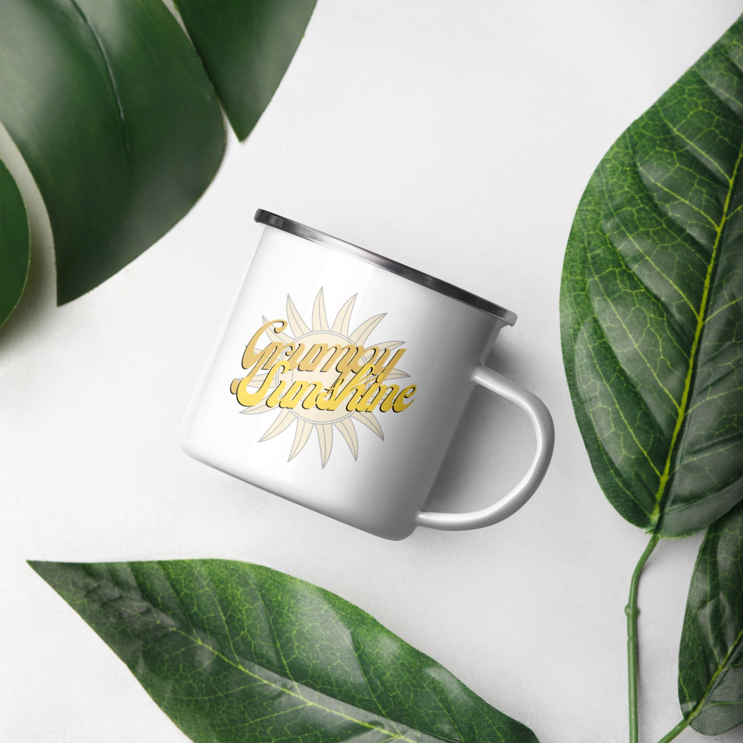 grumpy sunshine enamel mug