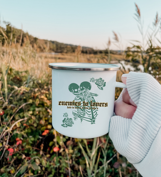 enemies to lovers enamel mug