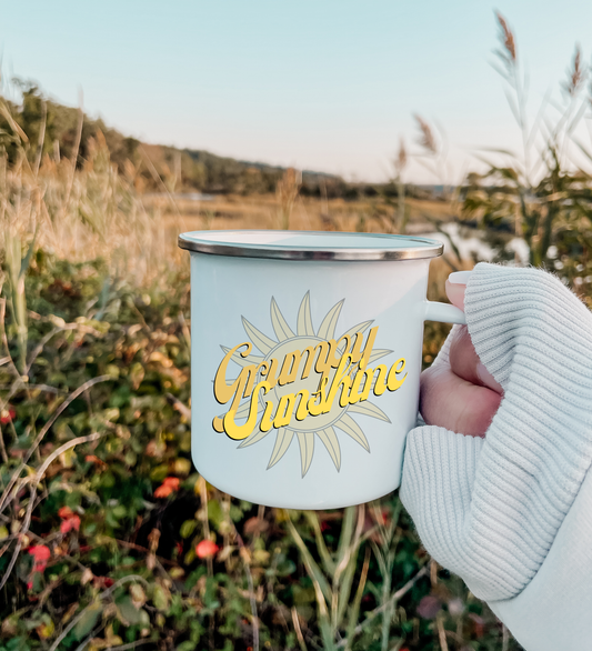 grumpy sunshine enamel mug