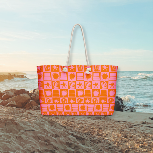 bookish summer sun (pink) oversized weekender bag