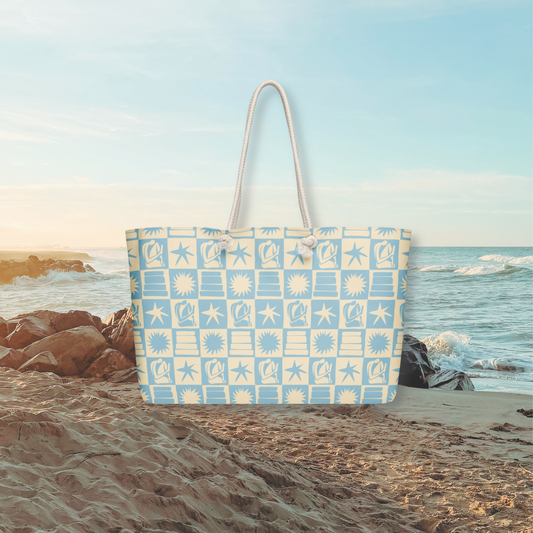 bookish summer sun (blue) oversized weekender bag