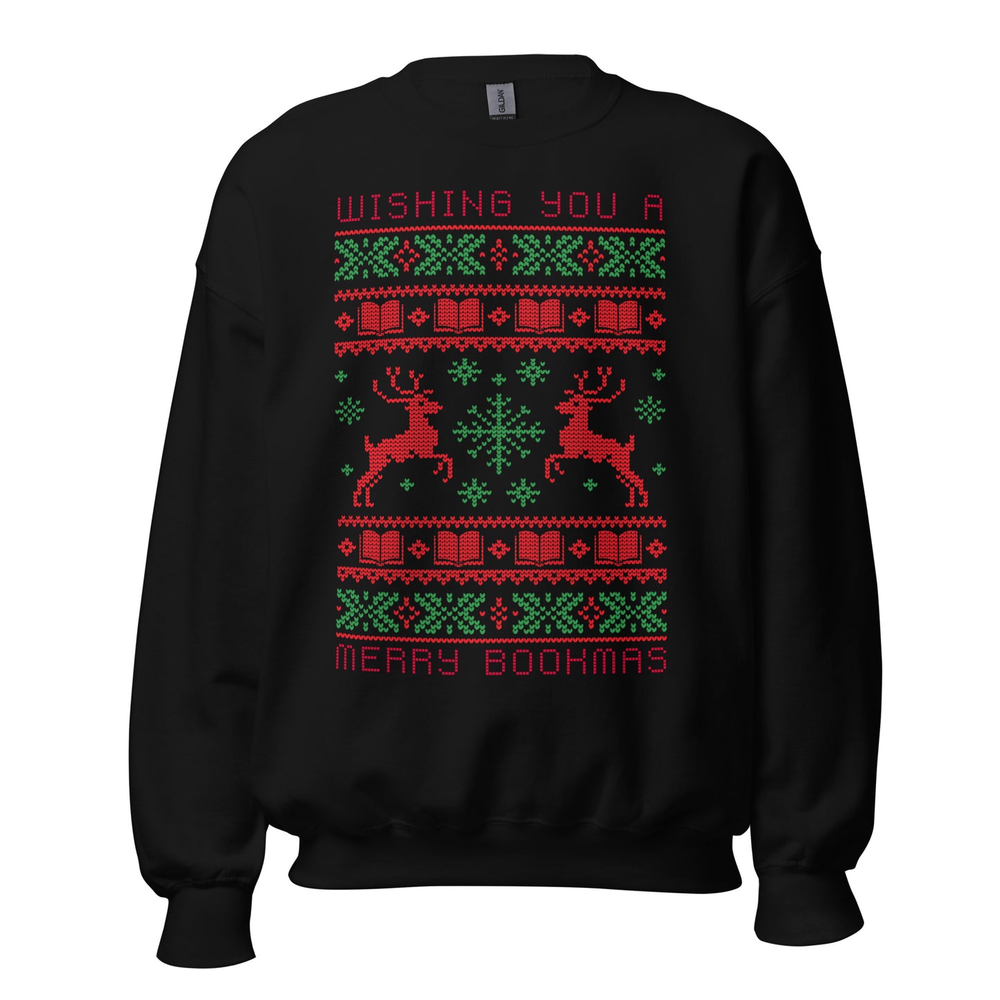 wishing you a merry bookmas ugly xmas sweatshirt