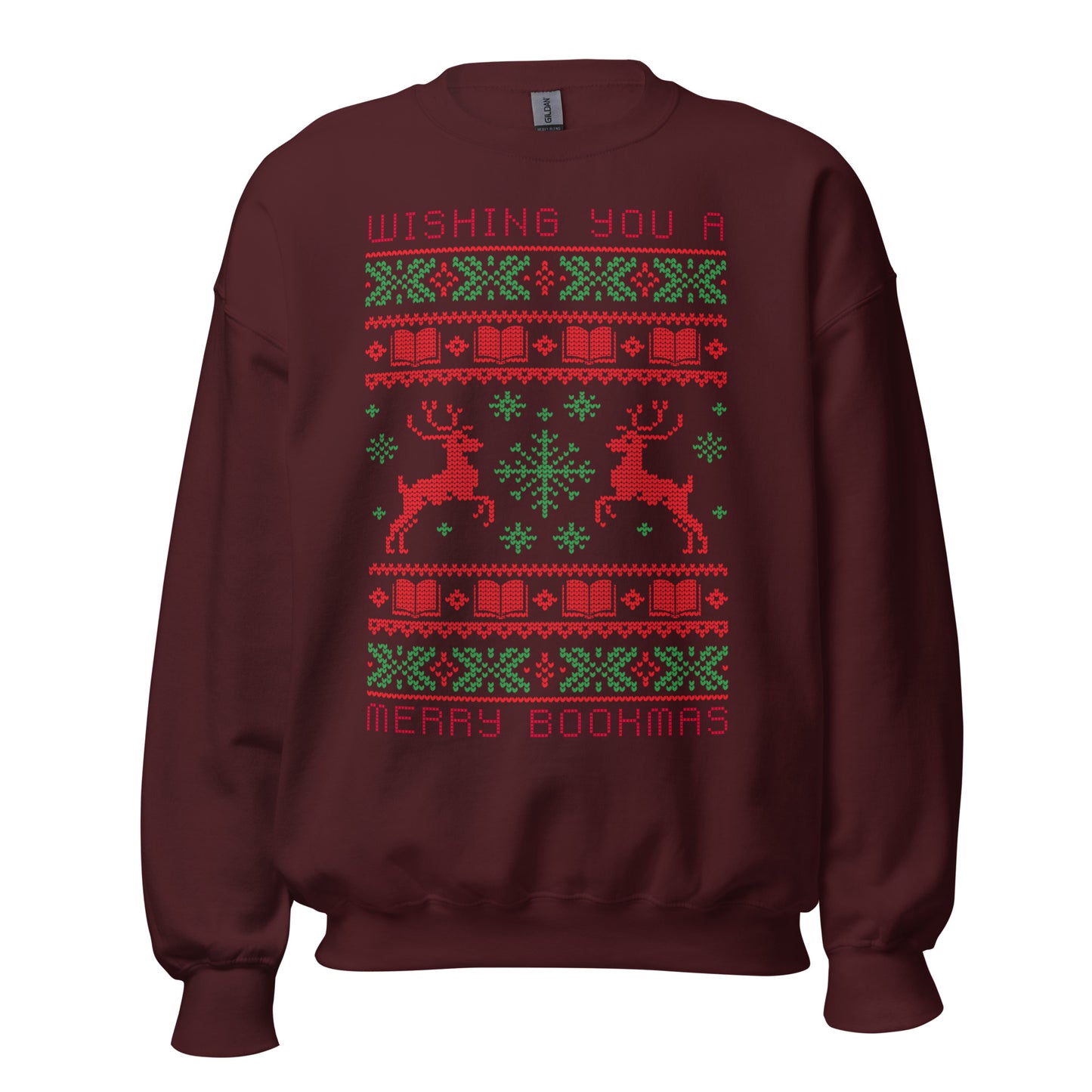 wishing you a merry bookmas ugly xmas sweatshirt