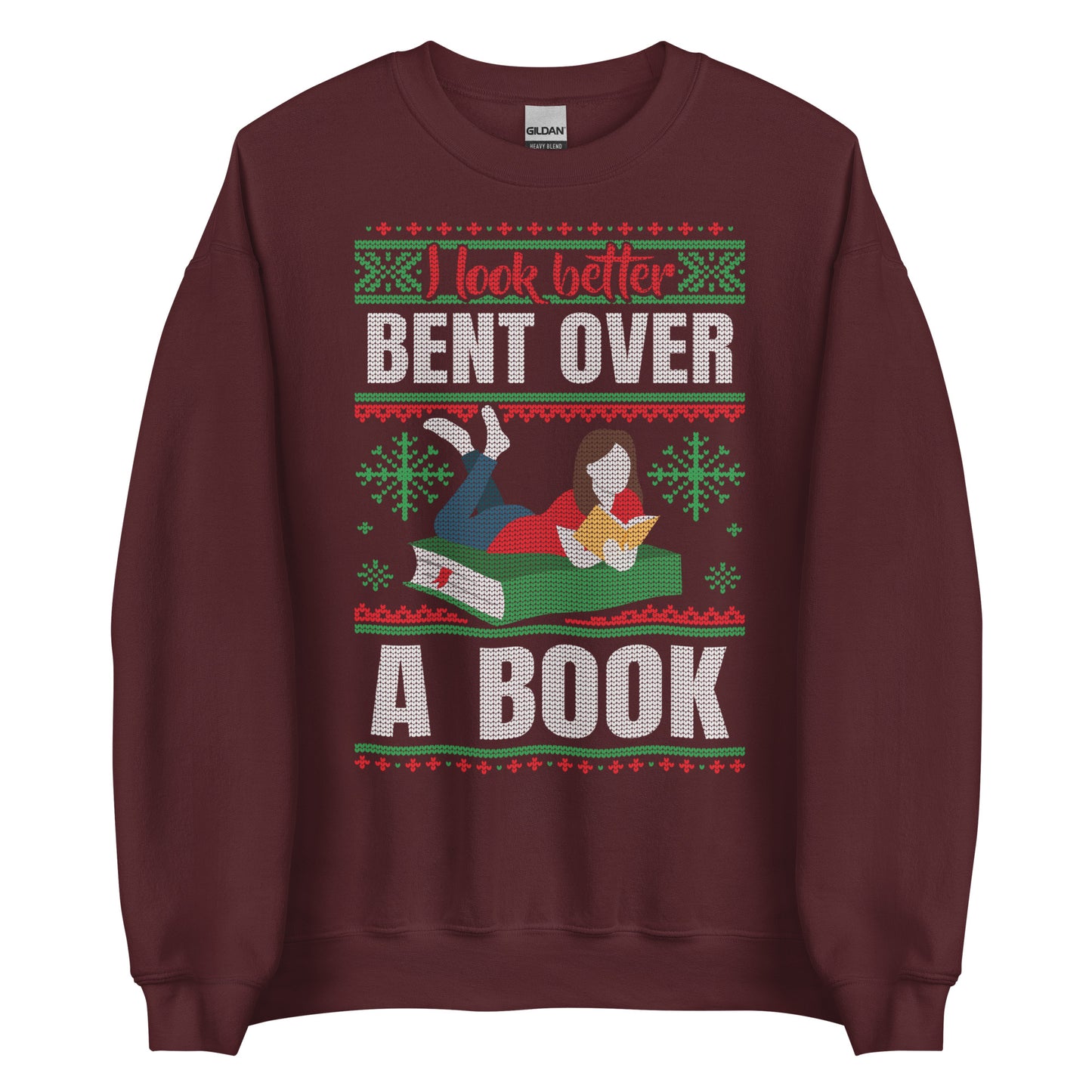 I look better bent over a book ugly xmas sweatshirt