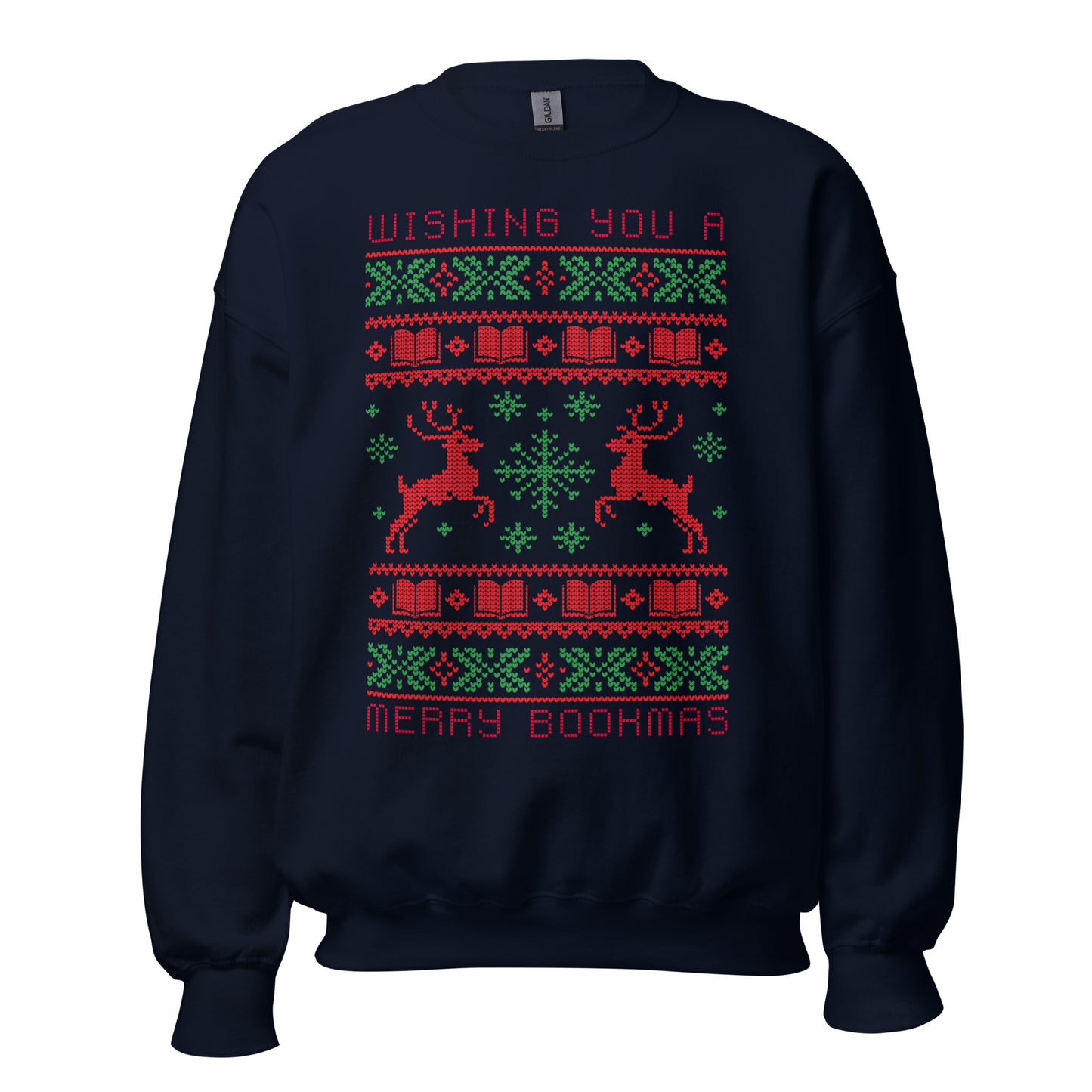 wishing you a merry bookmas ugly xmas sweatshirt
