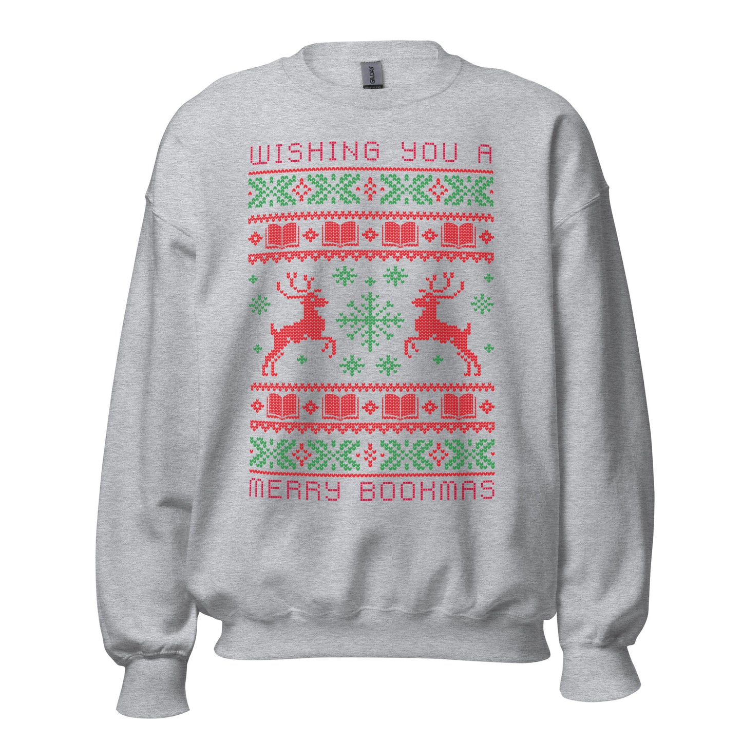 wishing you a merry bookmas ugly xmas sweatshirt