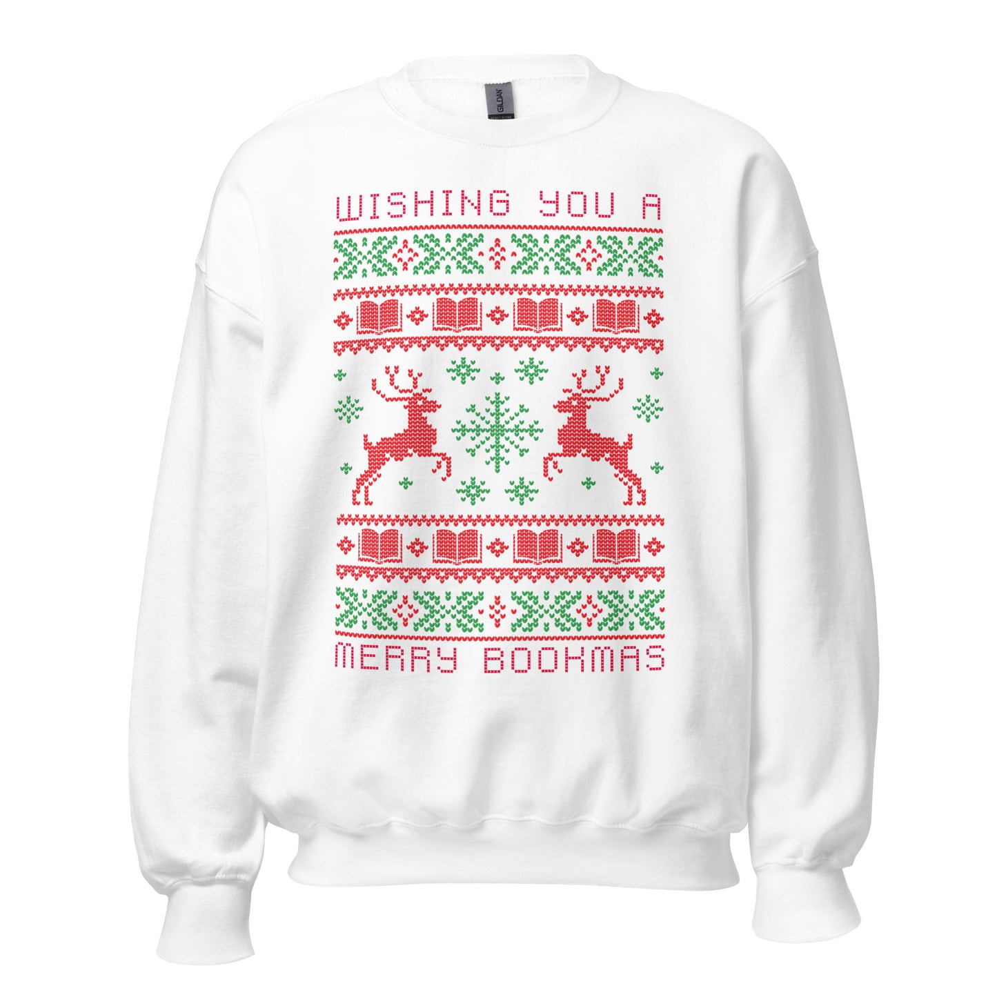 wishing you a merry bookmas ugly xmas sweatshirt