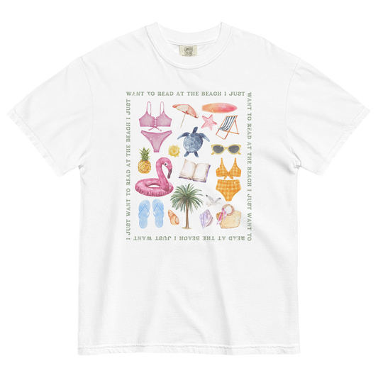 i just want to read at the beach graphic tee