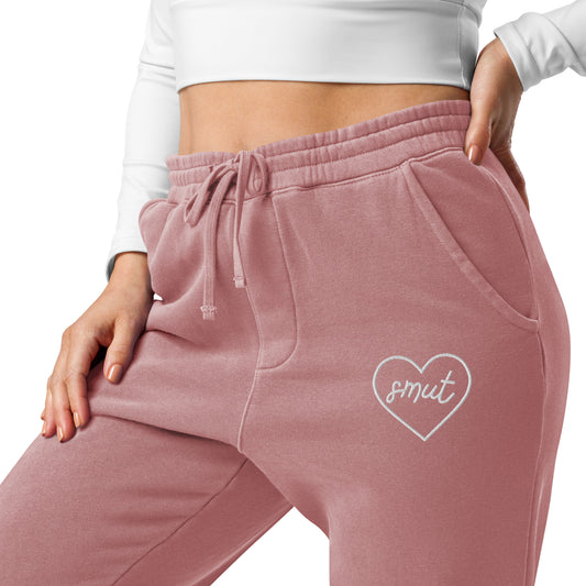 smut heart embroidered joggers