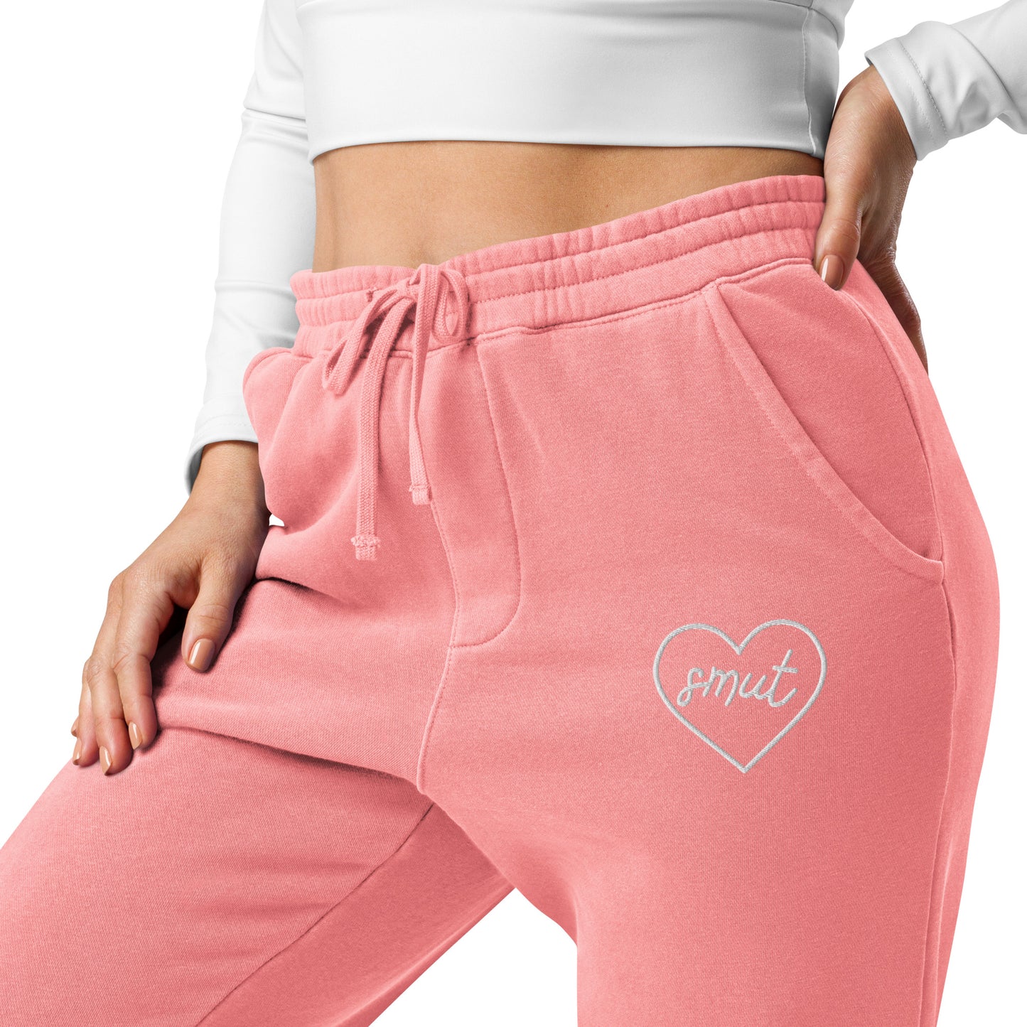 smut heart embroidered joggers