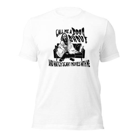 call me a good ghoul and watch scary movies with me t-shirt (black)