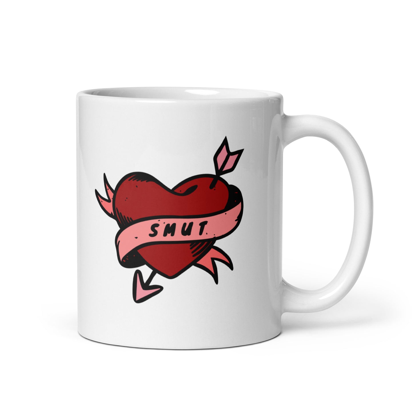 tattoo smut heart white glossy mug