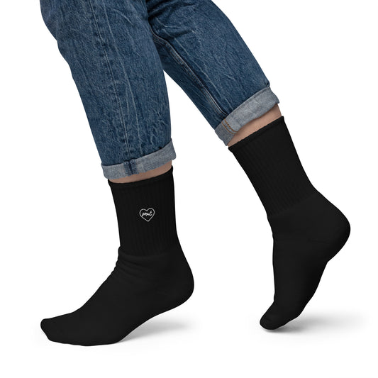 smut heart (in white) embroidered socks