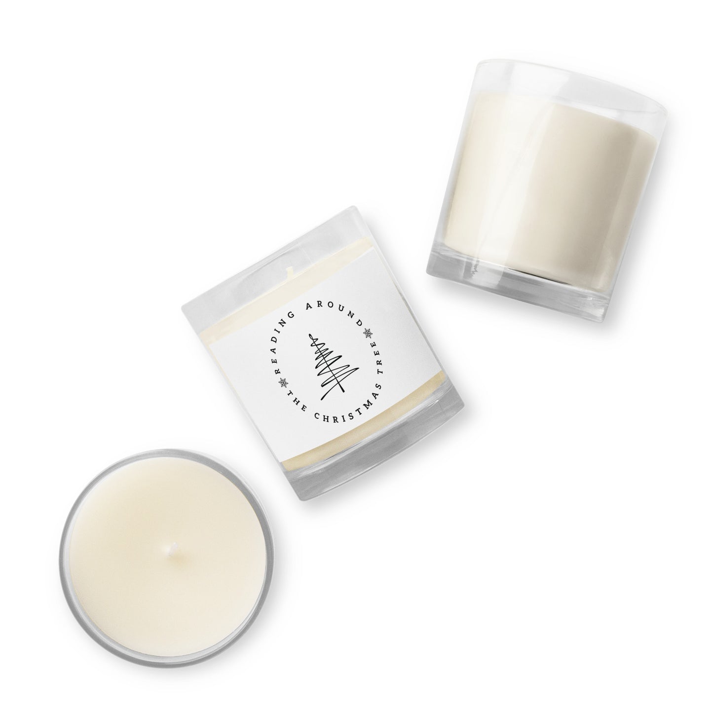 reading around the christmas tree glass jar soy wax candle