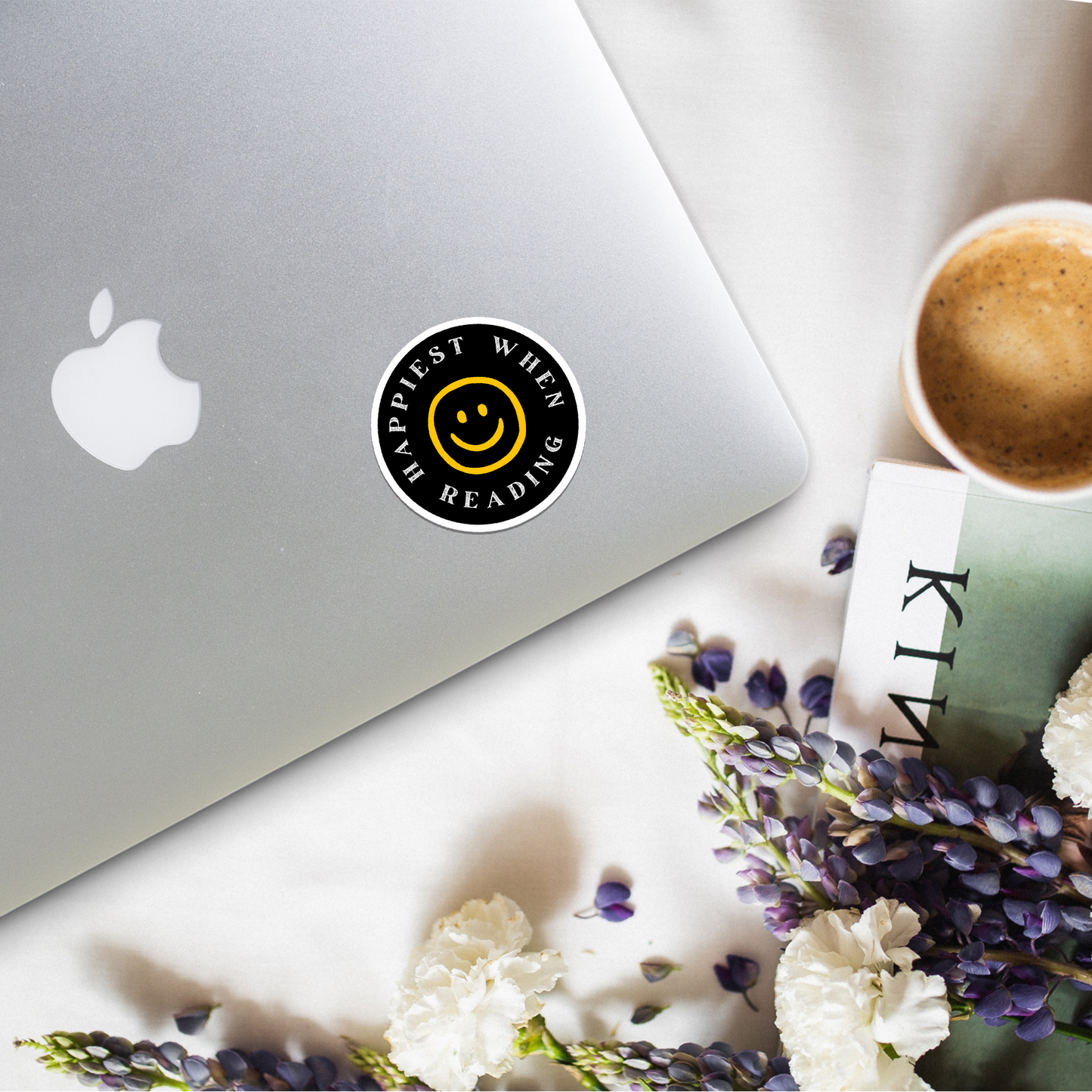happiest when reading sticker