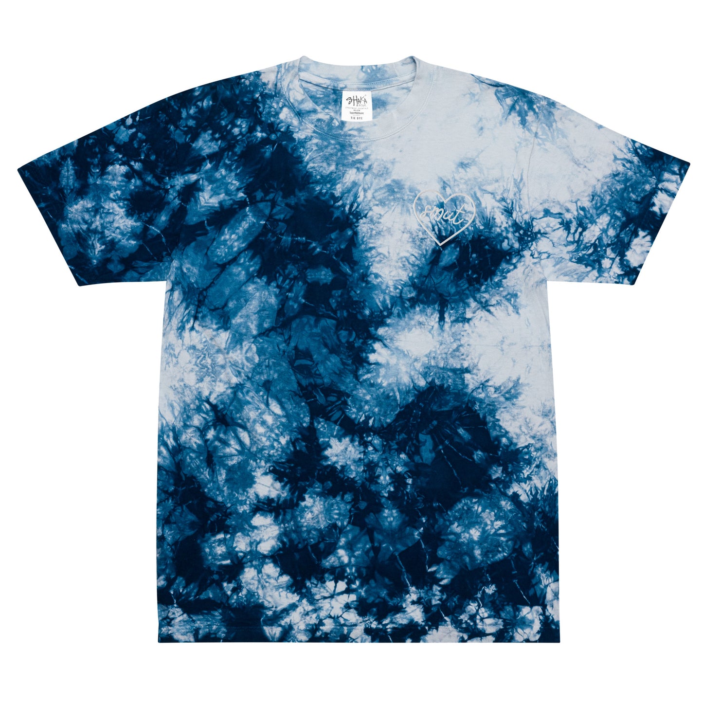smut heart embroidered oversized tie-dye t-shirt