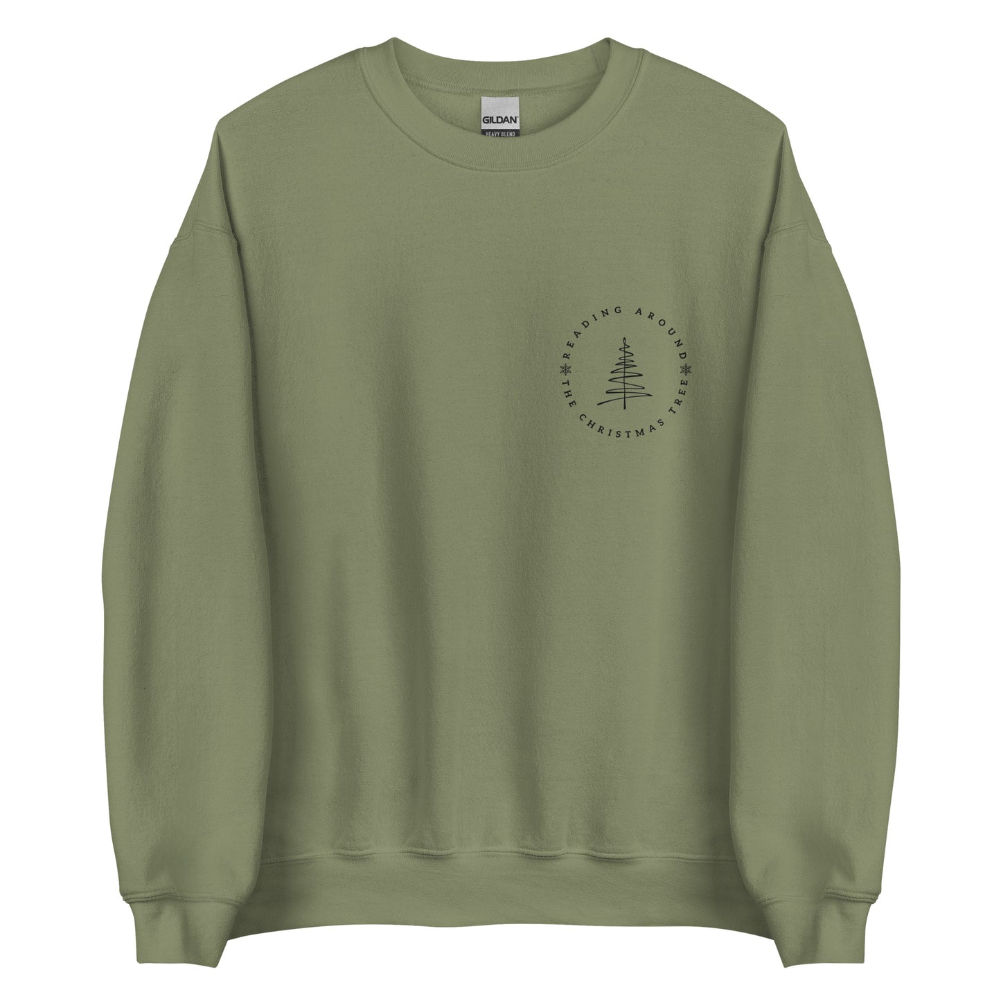 reading around the christmas tree sweatshirt