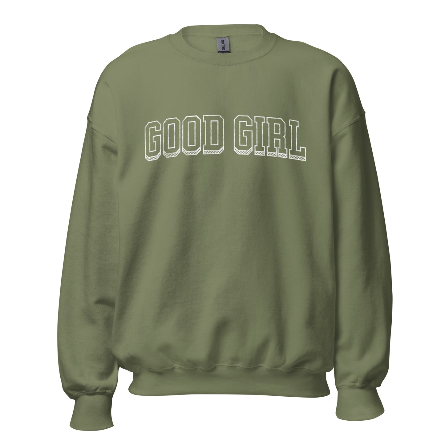 good girl varsity sweatshirt (white)