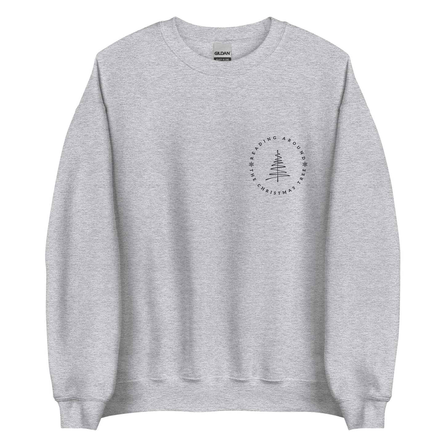 reading around the christmas tree sweatshirt
