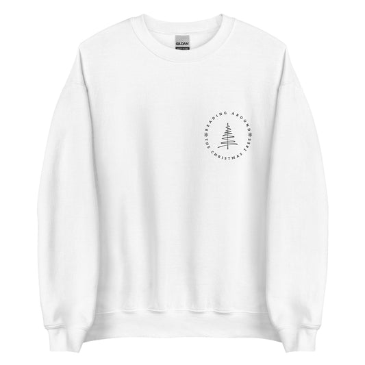 reading around the christmas tree sweatshirt