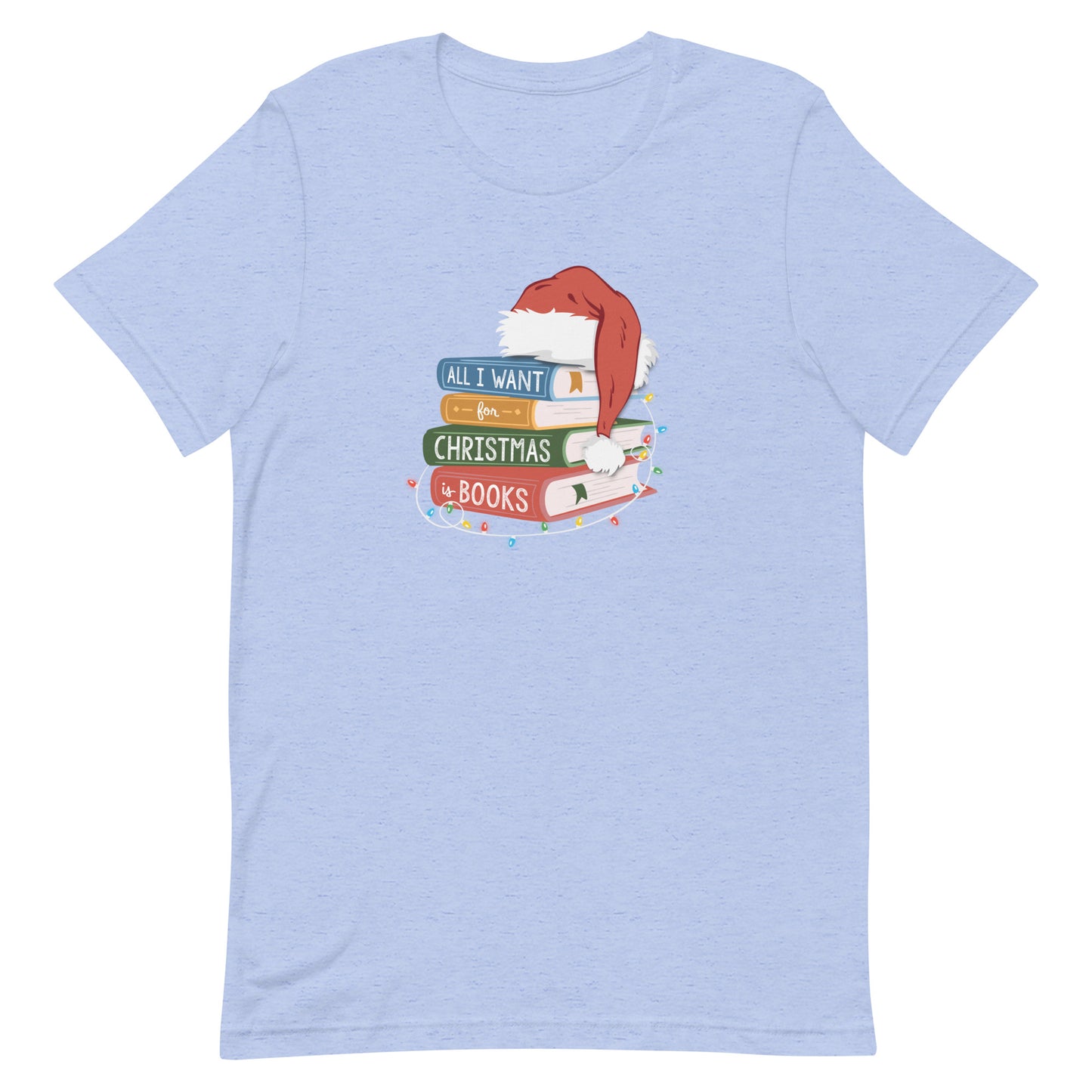 all i want for christmas is books (book stack) t-shirt