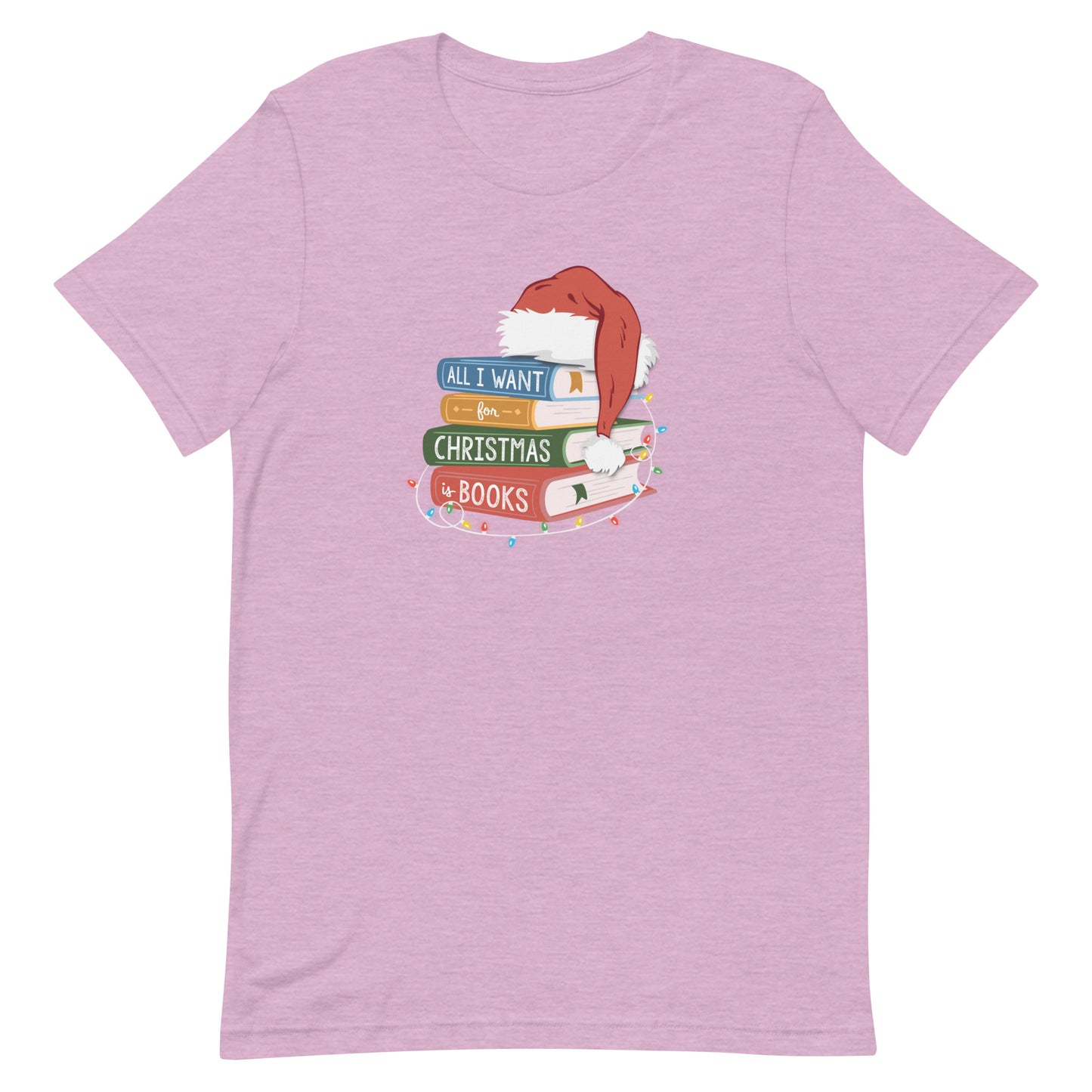 all i want for christmas is books (book stack) t-shirt