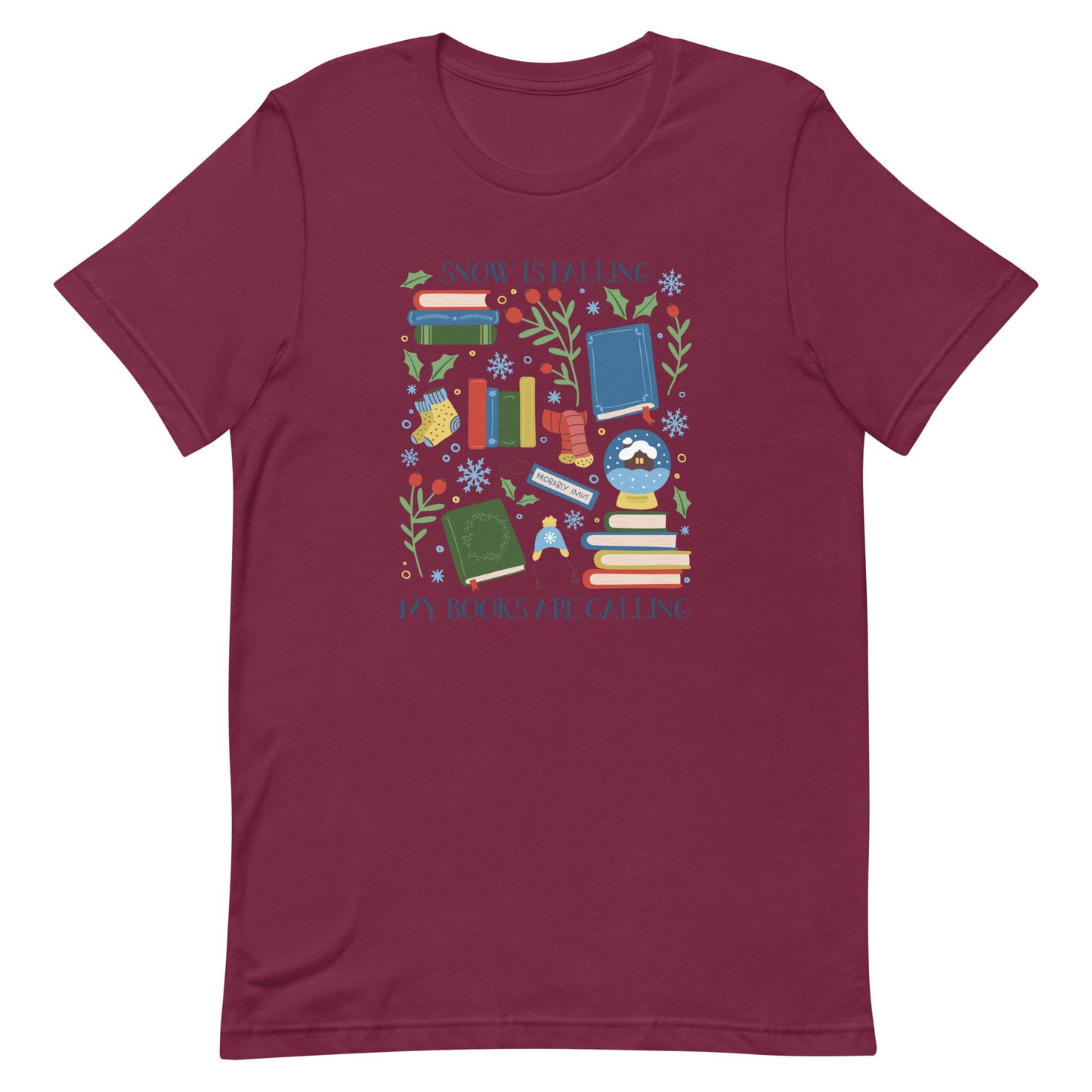 snow is falling (in blue) t-shirt