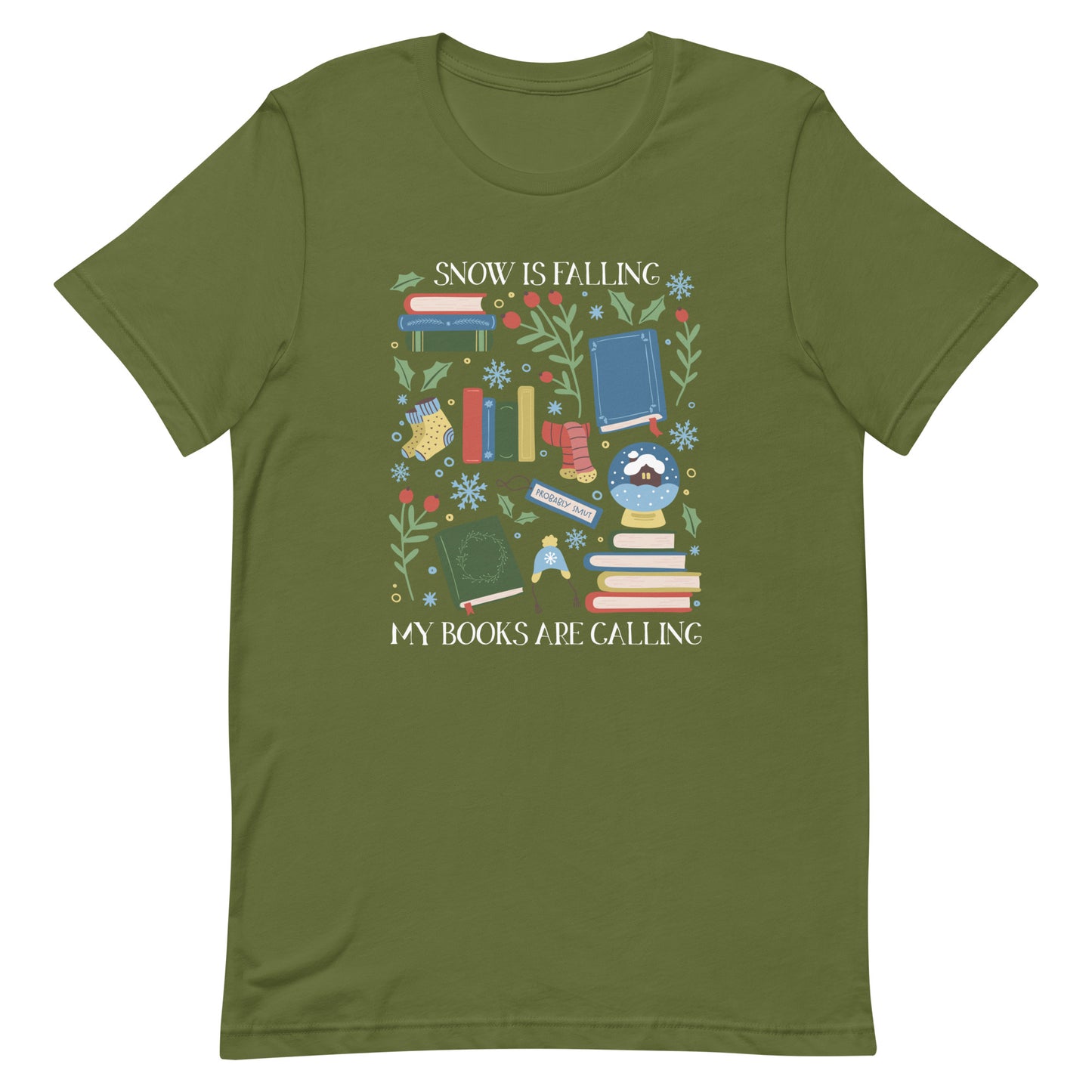 snow is falling (in white) t-shirt