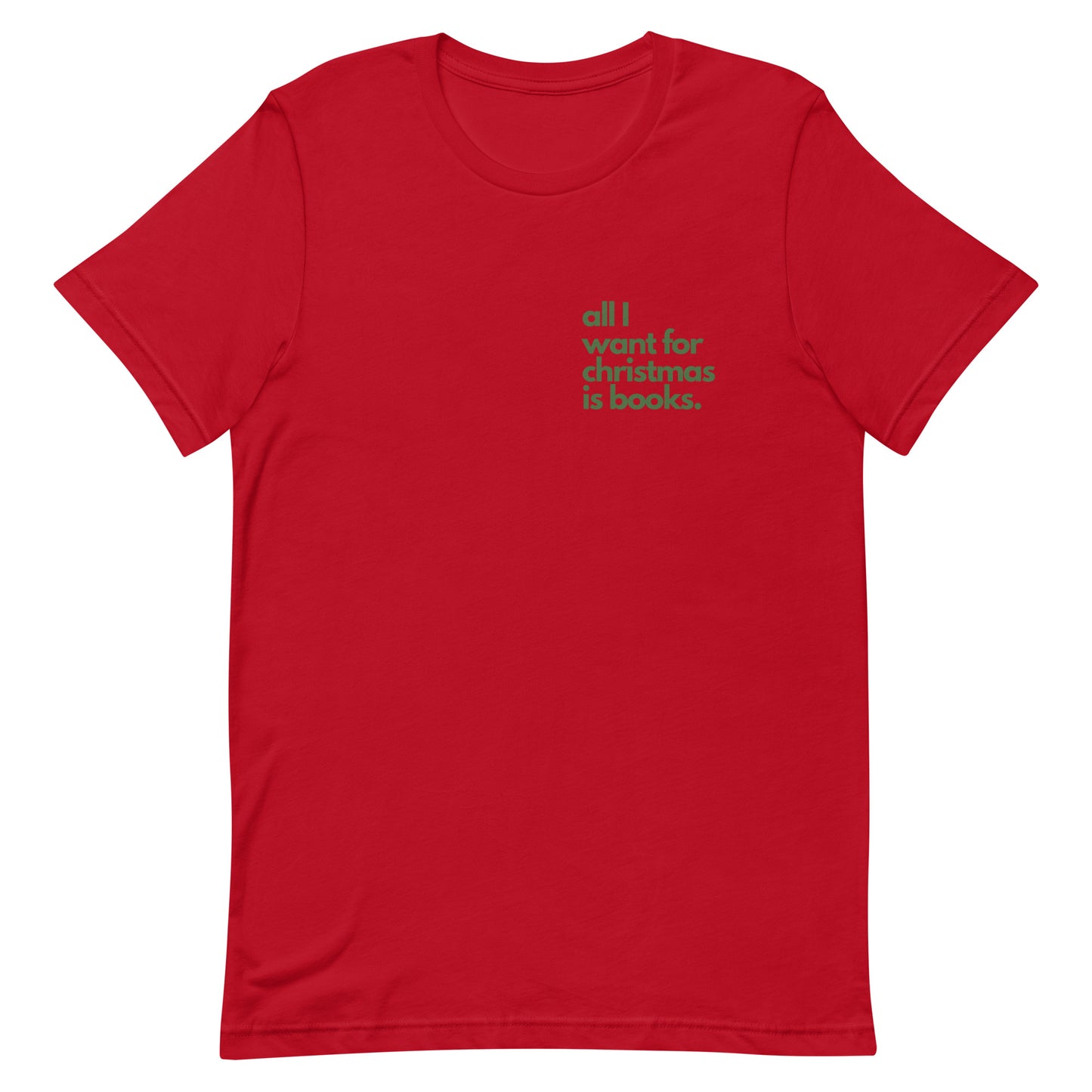 all i want for christmas is books/book tree t-shirt