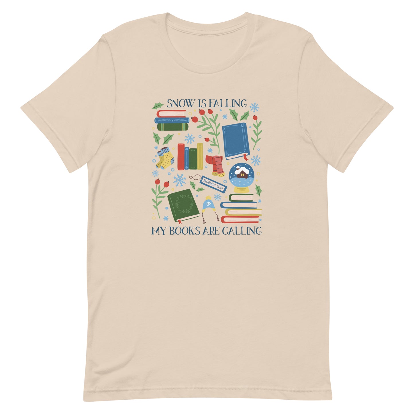 snow is falling (in blue) t-shirt