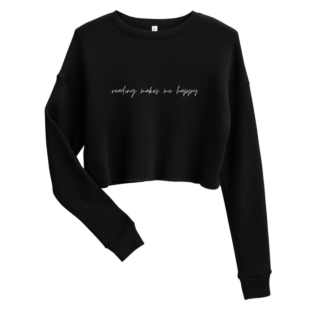 reading makes me happy crop sweatshirt