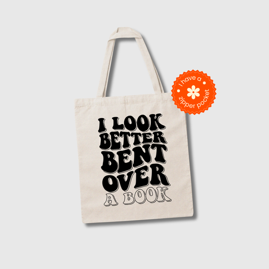 I look better bent over a book canvas tote