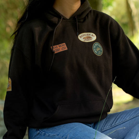 printed patch hoodie