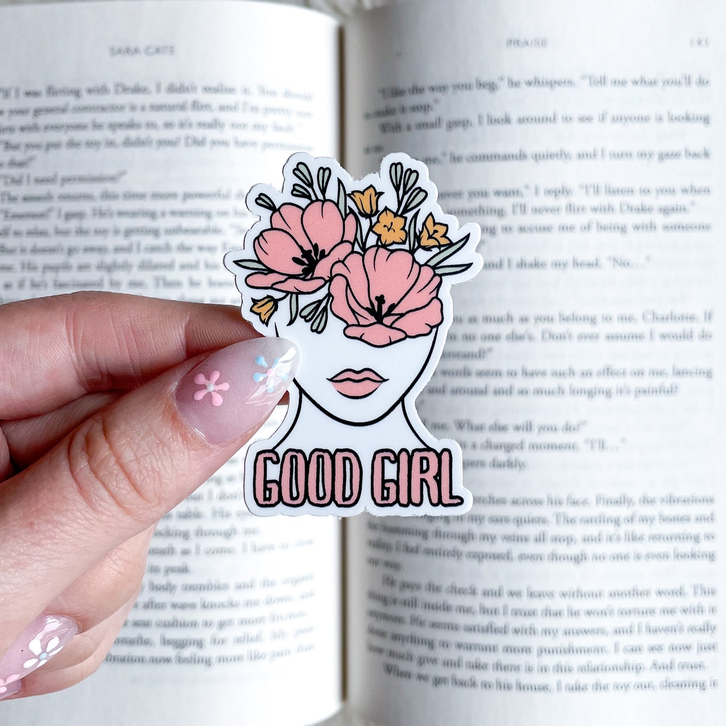 good girl floral sticker