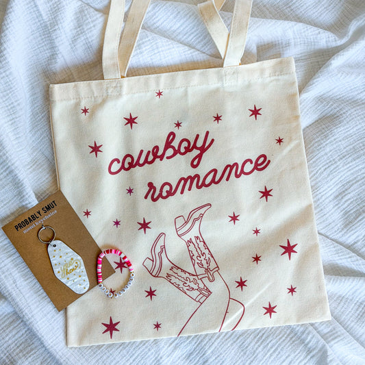 cowboy romance canvas tote