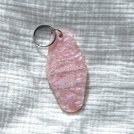 on my way to the bookstore keychain