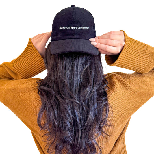 i like books more than people corduroy hat