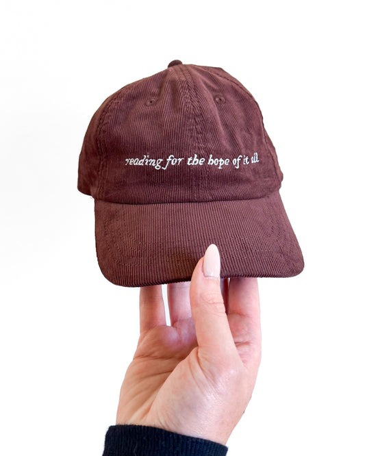 reading for the hope of it all corduroy hat