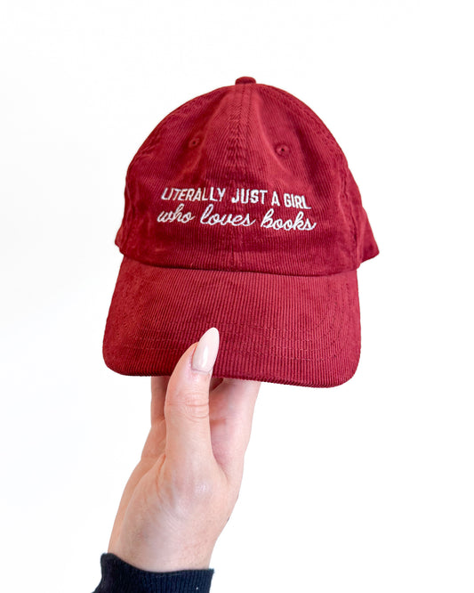 literally just a girl who loves books corduroy hat